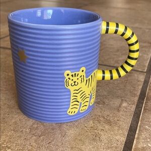 Starbucks Blue and Yellow Tiger Stripe Handle Ceramic Mug
